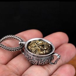 Chains Chinese Style Lucky Money Transfer Personalised Silver Necklace Men's Retro Sweater Chain Jewellery AccessoriesChains