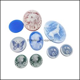 Pendant Necklaces Pendants Jewellery Natural Agate Carved Cameo Cabochons Animal Dog Tiger Butterfly Deer Dhman