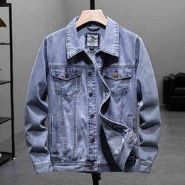 2020 New Autumn Men's Blue Casual Denim Jacket Fashion Classic Style Cotton Elasticity Denim Coat Male Brand Clothes Y220803