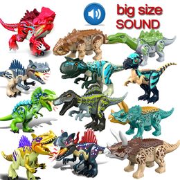 Big Size with Sound Assembled Building Blocks Toy Dinosaur World Triceratops Tyrannosaurus Animal Model Brick Toys for Children 220715