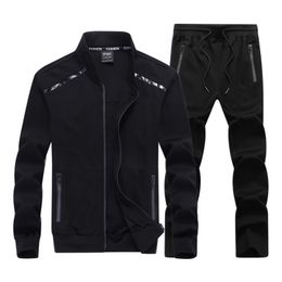 Spring Autumn Men Tracksuit 2 Pieces Men's Set Casual Zipper Jackets Sportswear and Joggers Elasticity Men Sets Clothing 4XL 5XL 210412
