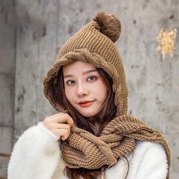 Berets Winter Scarf & Hat Sets Warm Fashion Knitted Ladies Women Wraps Thick And Set Ball Decoration