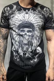 rhinestone skull clothing Australia - Men's T-Shirts AlexPlein Skulls Rhinestones Diamond Clothing Fashion Stylist Streetwear Funny Round Cotton Neck Short Sleeve 2022 SummerMen'