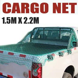 Car Organizer 1.5Mx2.2M Luggage Storage Mesh Nylon Bungee Cord Cargo Net With 15pcs Hooks Universal For Truck Trailer