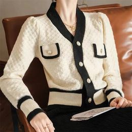 Women Cardigans Oversized Sweater V Neck Solid Loose Knitwear Single Breasted Casual Knit Cardigan Outwear Winter Casual Jackets 220817