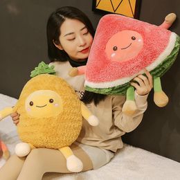 Cartoon Fruit Plush Toy Pillow Baby Doll Toy Kids Girls Room Decor Infant Sleeping Toy Watermelon Cherry Pineapple Stuffed Toys LA450