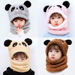 Beanie/Skull Caps Autumn And Winter Cute Children Cartoon Scarf Hat Two-piece Double Fleece Warmth Boy Girl Child Adult Parent-child Baby Da