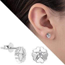 Clip-on & Screw Back Nipora Zircon Stone Five Heart Design 925 Sterling Silver Women EarringsClip-on