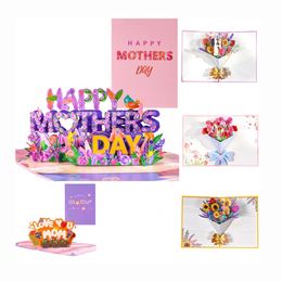 3D Mothers Day Cards Gifts Floral Bouquet Greeting Cards Flowers for Mom Wife Birthday Sympathy Get Well W0