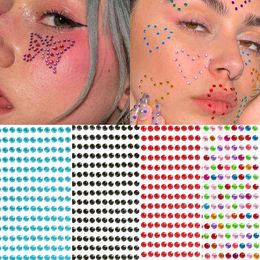 NXY Temporary Tattoo 12 Colours Party Festival Decoration Face Body Coloured Diamonds Jewels Stickers 437 Pcs Sheet Self Adhesive Eye Shadow Diamond 0330