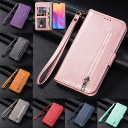 Leather Wallet Cases For Xiaomi Mi 9 9se 9Lite CC9 E A3 Lite Redmi 7A 8 8A Note 7 10 7S 9S K30 Pro With Zipper Case Cover