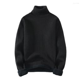 Men's Sweaters Fashion Fleece Lining Turtleneck Men High Neck Winter Thickening Keep Warm Soft Pullover