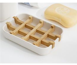 Creative Modern Simple Bathroom Anti Slip Bamboo Fibre Soap Dish Tray Holder 13.2x8.5x2.5cm SN4347