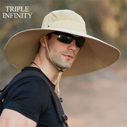 Summer Sun Hat For Man Outdoor Quick-drying Sun-proof Men's Panama Fishing Breathable Male Large Wide Brim Bucket s 220513
