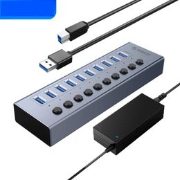 Hubs USB 2022.USB 3.0 HUB 7/10/13/16 Ports Extension With On/Off Switches 12V Power Adapter Support BC1.2 Charging SplitterUSB