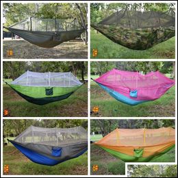 Outdoor Games Activities Leisure Sports Outdoors Mosquito Net Hammock Spring Autumn 260x140Cm Parachute Cloth Field Cam Tent Garden Swing