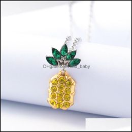 Pendant Necklaces Pine For Women Green Leaves Ladies Girl Jewellery Gift Long Chain Necklace Fruit Neckl Baby Dh1Wp