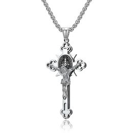 Pendant Necklaces Vintage Crucifix Cross Pendants Necklace With Chain Stainless Steel Trendy Men Women Amulet Punk Hip-hop Jewellery GiftsPend