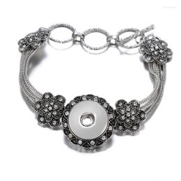 Charm Bracelets Fashion Charming Flowers Pattern Snap Bracelet 22CM Adjustable Fit 18MM Button Jewelry Wholesale SG0179Charm Inte22