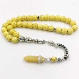 Beaded Strands Tasbih Yellow Stone With Natural Aventurine Accessories Muslim Prayer Bead Islamic Eid Gift 33 Beads Bracelet Lars22