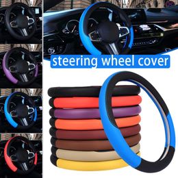 Steering Wheel Covers Leather Universal Car Steering-wheel Cover Suitable 37-38cm Auto Decoration Anti-Slip Automotive AccessoriesSteering