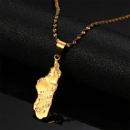 Pendant Necklaces Gold Color Madagascar Map Necklace African Malagasy Chsin JewelryPendant