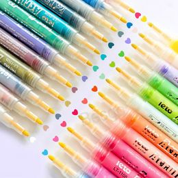 18 färger akrylfärgsmarkören plastplast akvarellpennor doodle fin konst penna handkonto diy markörer student stationer bh7015 tyj