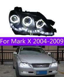 Car Styling for Mark X Headlights 2004-2009 Reiz LED Headlight DRL Hid Head Lamp Angel Eye Bi Xenon Beam Accessories