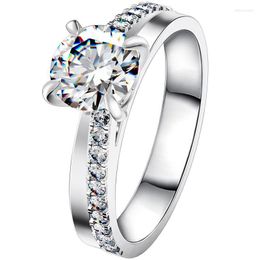 Cluster Rings VS1 F 1CT Genuine 18K White Gold Ring Bonzer 4Prongs Brand Quality Jewellery Moissanite Diamond Anniversary Women Edwi22