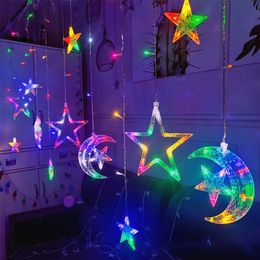 LED Christmas Lights Garland Fairy Lights String Star Lamp Outdoor Curtain Decor for Party Holiday Wedding Year Decoration 220408