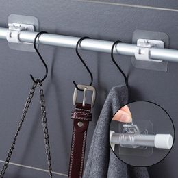 Hooks & Rails Nail-Free Curtain Rod Hanging Clip Hook Powerful Bathroom Bearing 3.5kg Adhesive Self Wall Rack HookHooks