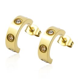 Classic Luxury Jewelry C Shape Screw Hoop Stud Earring For Women Men Titanium Steel Designer Love Earrings Couple Gifts