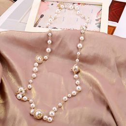 Chains Long Pearl Necklace Pendant Fashion White Beaded Vintage Elegant Korean Women's Jewellery Party Gift For Friends WholesaleChains