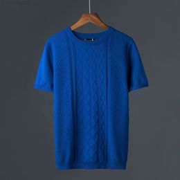 Autumn/Winter Men Knit Sweater New Short Sleeves Top Solid Colour Half High Collar Sweater Pullover T Shirt Slim Knitted Tees L20 G22801