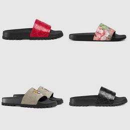 Designers Slippers For Men Women Floral Slides Woman Flats Platform Sandals Rubber Brocade Gear Bottoms Flip Flops Striped Beach Causal