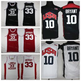 NCAA Lower Merion Basketball 33 Bryant College Jersey 10 American 2012 US Dream Team Ten Navy Blue WHite Red Black Color Pure Cotton For Sport Fans University High/Top