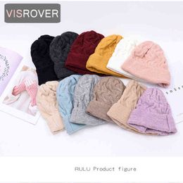 VISROVER 12 colorways new Autumn Winter hat unisex twist shape wool hats New cashmere woman Warm knitted bonnet wholesale J220722