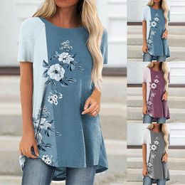 Women's T-Shirt Summer Elegant Women's Floral Theme Printed Painting Pullover 3D Srteetwear Female Design TopsWomen's