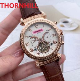 Factory Top quality Grain skeleton flowers Watch 42mm Automatic Mechanical Mens 5ATM waterproof Genuine Italy Cow Leather Wristwatch Montre Femme Reloj