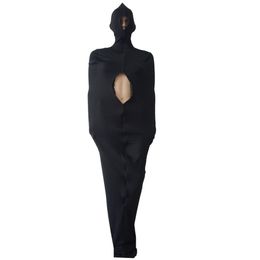 Unisex Mummy Suit black color Spandex Catsuit Outfit Costumes Sleeping Bag With Internal Arm Sleeves Halloween Cosplay Suits