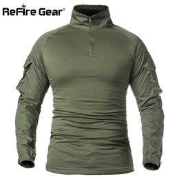 ReFire Gear Men Army Tactical T shirt SWAT Soldiers Military Combat TShirt Long Sleeve Camouflage Shirts Paintball T Shirts 5XL 220720