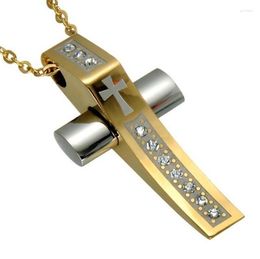 Pendant Necklaces Classic Christian Inlaid Zircon Cross Necklace Trend Religious Amulet Jewellery For Men WomenPendant Godl22
