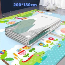 200x180CM Large Baby Play Mat for Toddler Kids Foldable Crawling Playmat Soft Carpet Toys Decor Home Double-sided Mat Room Rug 210402