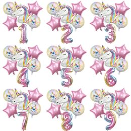 Unicorn Balloon 1-9st Birthday Party Decoration Kids Globo Baby Shower First Number Inflatable Helium Foil Balloons Christmas