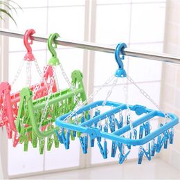 Laundry Bags 32 Clips Clothes Hanger Drying Rack Fold Plastic Hangers For Drop XNC