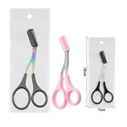 1Pc Eyebrow Trimmer Scissor with Comb 3 Colours Facial Hair Removal Grooming Shaping Shaver Cosmetic Makeup Accessories
