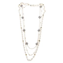 Chains Cute Sweater Long Chain Pendant Multilayer Pearl Necklace Rose Flower JewelryChains