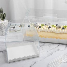 swiss cheese Australia - Transparent Cake Roll Packaging Box with Handle Eco-friendly Clear Plastic Cheese Cake Box Baking Swiss Roll1289Q