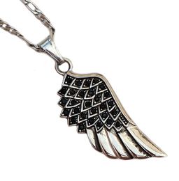 Pendant Necklaces AsJerlya Stainless Steel Angel Wing Necklace Feather Long For Women & Man Gift Jewelry Wholesale DropPendant