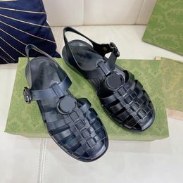 Jelly Sandallar Tasarımcı Şeffaf Terlik Kadın Erkekler Düz Slaytlar Kauçuk taban Flip Flops Çift G Sandal Dantel Yukarı Açık Mekan Bayan Ayakkabıları 03268